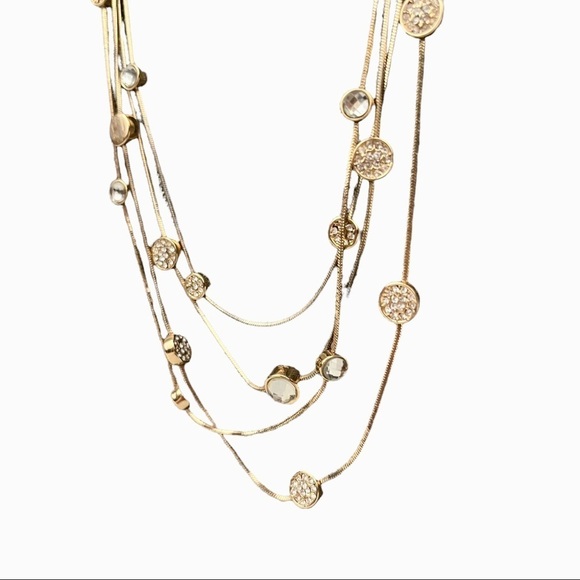 Layered gold rhinestone necklace - Picture 4 of 5